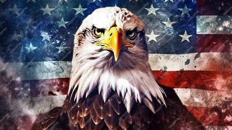 Premium Ai Image Usa American Flag Creative Patriotic Background With Bald Eagle Design