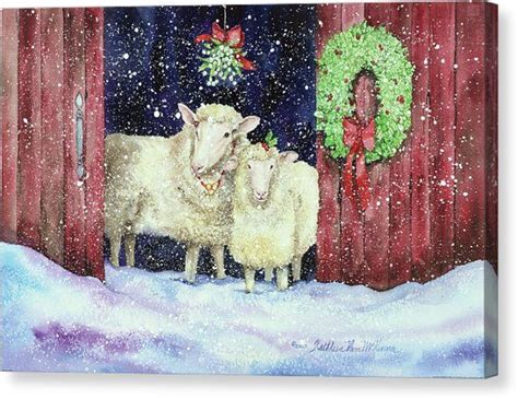 Farm Animal Canvas Print Christmas Sheep By Kathleen Parr Mckenna