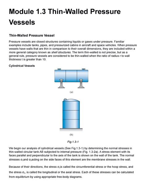 Module Thin Walled Pressure Vessels Ce Mechanics Of