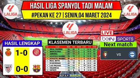 Hasil Liga Spanyol Tadi Malam Bilbao Vs Barcelona Klasemen La Liga 2024