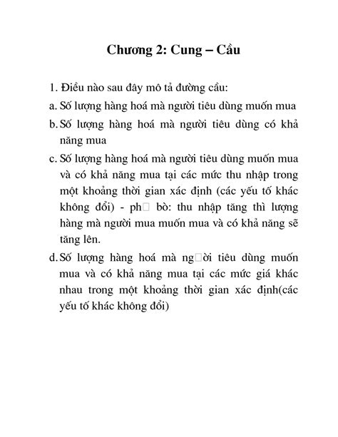 Cau hoi trac nghiem chuong 2 Chng 2 Cung CÇu iÒu nμo sau y m