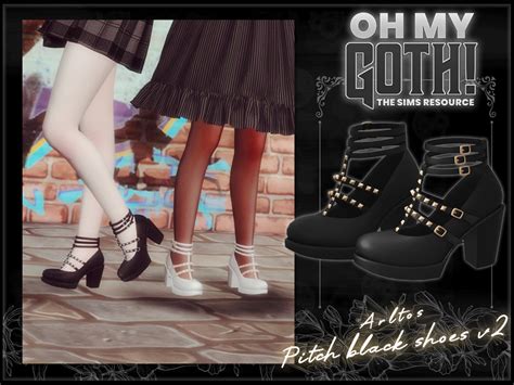 The Sims Resource Oh My Goth Pitch Black Shoes V