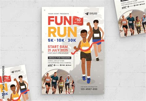 Fun Run Marathon Flyer Template Stock Template | Adobe Stock