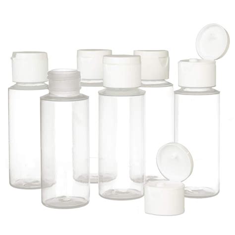 2oz Clear Plastic Empty Squeeze Bottles With Flip Cap Bpa Free Set