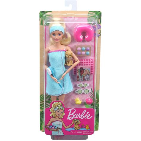 Barbie Spa Doll Set With Puppy And 9 Accessories Including Rubber Duck