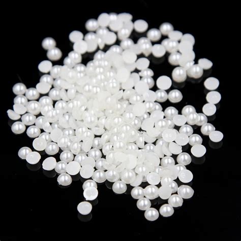 Pcs White Round Bead Cheap Half Pearl Beads Flatback Craft