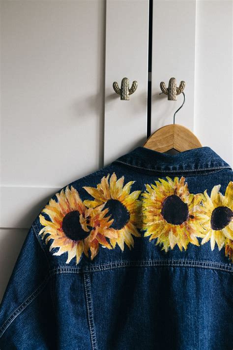 Hand Painted SUNFLOWER Denim Jacket Floral Vintage Jeans Etsy In 2021