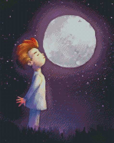 Cartoon Boy With Moon - 5D Diamond Painting - DiamondPainting5d.SHOP