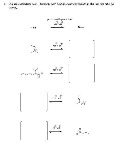 Solved Conjugate Acidbase Pairs ﻿complete Each Acid Base