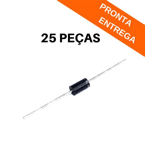 Kit 25 peças Diodo Retificador Ultra Rápido UF5408 1000V 3A DO 41