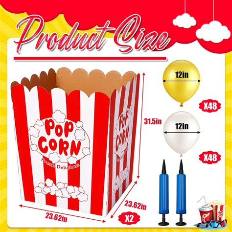 Giant Popcorn Box With Balloons And Balloons Pump Large Cardboard