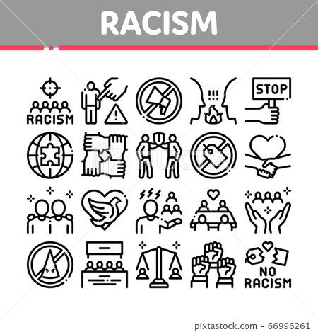 Racism Discrimination Collection Icons Set Vector Stock Illustration