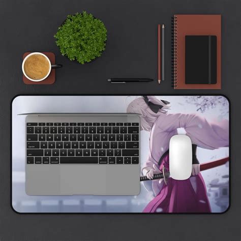 Samurai Anime Girl Desk Mat Decor Computer Accessories Sold By Penance