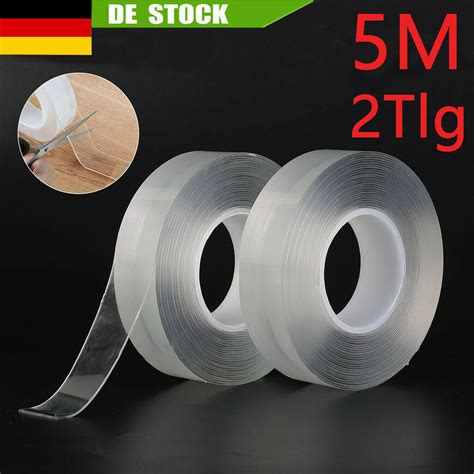 10m Doppelseitiges Klebeband Transparent Nano Extra Stark Band Tape