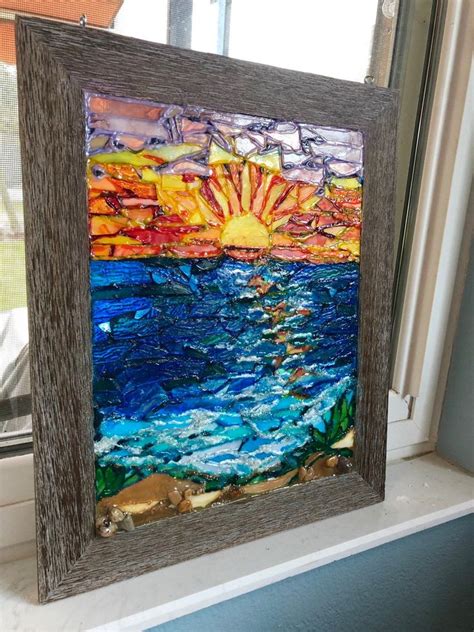 Now On Sale Sunset Beach Stained Glass Stain Glass Window Window