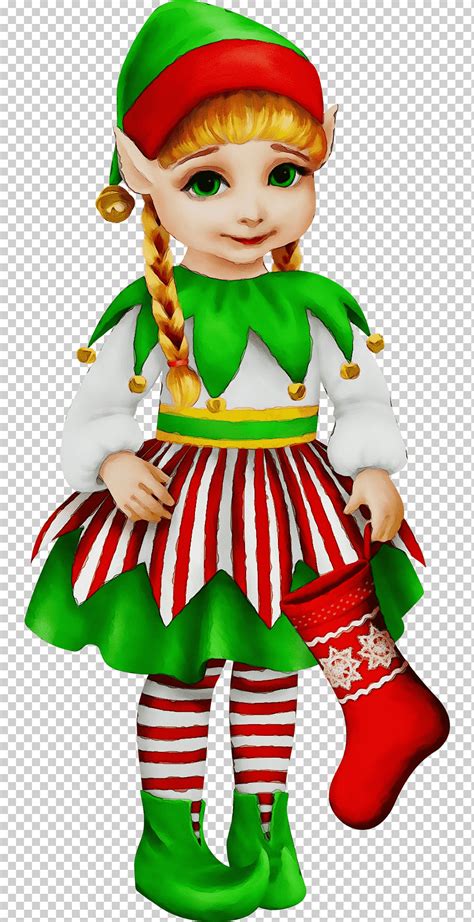 Duende De Navidad Acuarela Pintura Tinta Mojada Adorno De Navidad