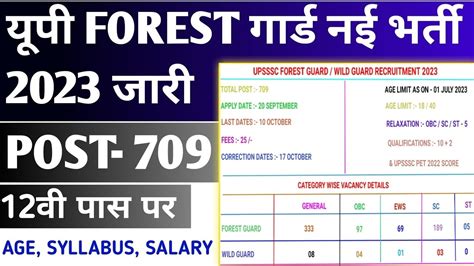 UP Forest Guard Wild Life Guard New Vacancy 2023 Upsssc Forest