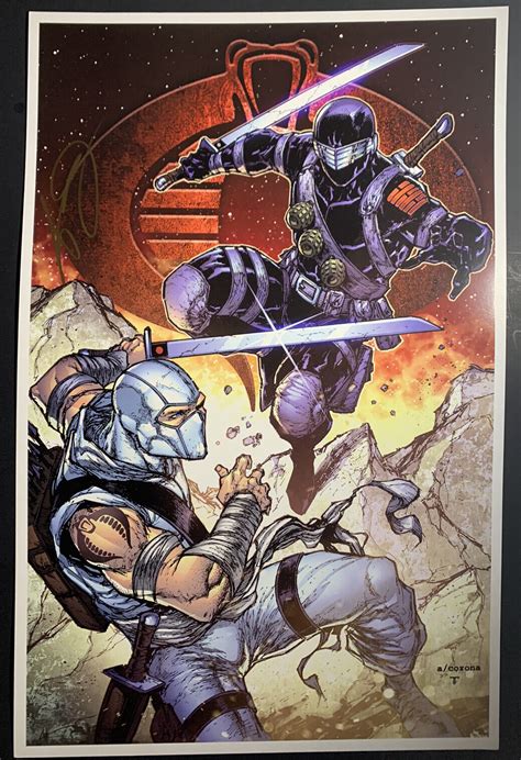 Adelso Corona Signed G I JOE Comic Art Litho Snake Eyes Vs Storm