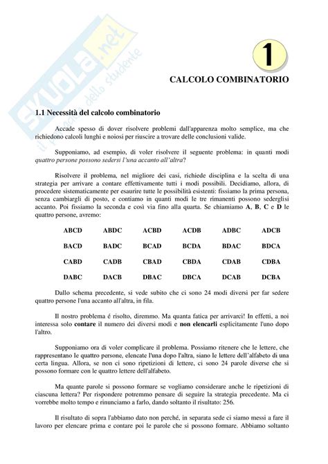 Statistica Calcolo Combinatorio E Probabilit Appunti