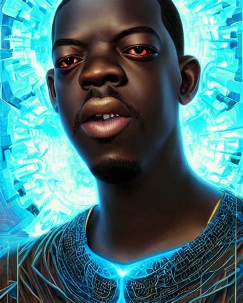 A Headshot Of A Bobby Shmurda Made Of Fractals Facing Stable