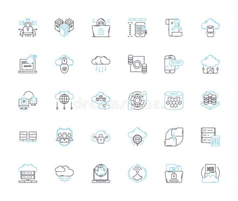 Information Security Linear Icons Set Encryption Firewall Malware