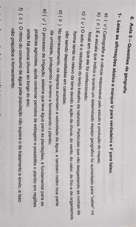Leia As Afirma Es Abaixo E Marque V Para Verdadeiro E F Para Falso