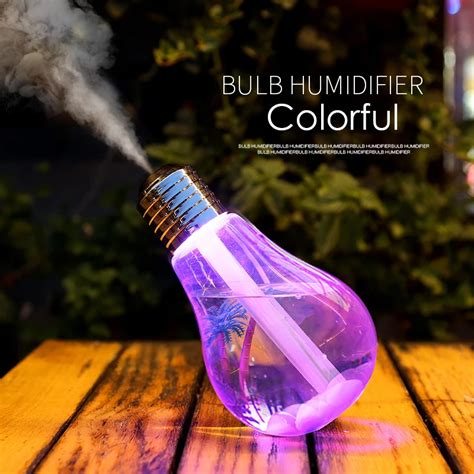 Creative Bulb Humidifier Colorful Night Light Desktop Air Humidifier 400ml USB Diffuser Mini ...