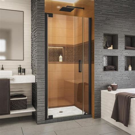 Dreamline Elegance Ls 72 In H X 31 In To 33 In W Frameless Pivot Satin Black Shower Door Clear