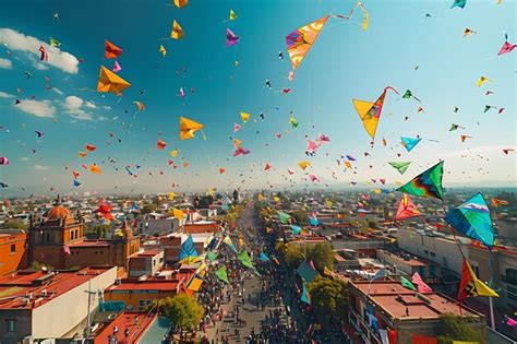 Premium Photo Families Flying Colorful Traditional Kites During A