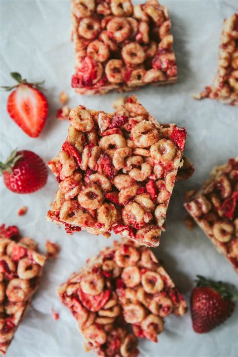 Strawberry Cereal Bars Only 5 Ingredients Love Chef Laura