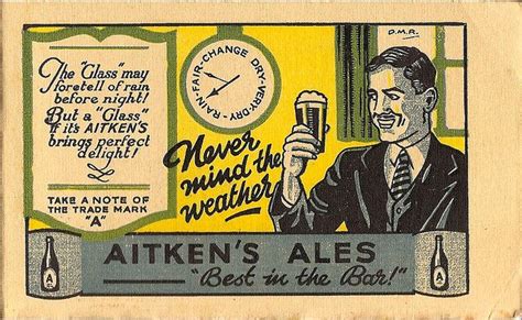 Aitken's Falkirk Brewery - "Aitken's Ales, best in the bar", advert, c1930 | Ale, Brewery, Falkirk