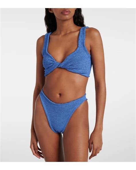 Hunza G Juno Twist Detail Bikini In Blue Lyst