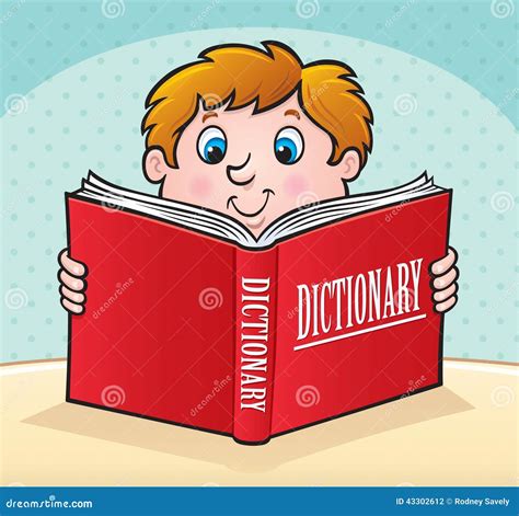 Kid Reading A Large Red Dictionary Stock Illustration Illustration Of