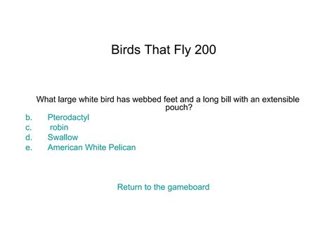 Bird Jeopardy By Audrey Ppt