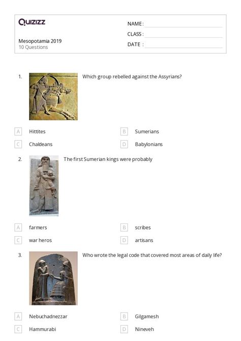 Mesopotamia Temprana Hojas De Trabajo Para Grado En Quizizz