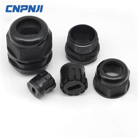 Black Waterproof IP 68 Cable Gland PA 66 Cable Glands With Rubber Seal