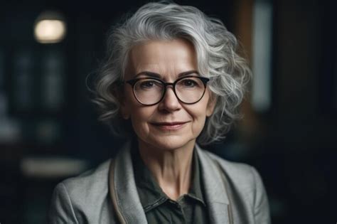 Premium Ai Image Confident Stylish European Mature Middle Aged Woman