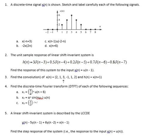 Solved 1 A Discrete Time Signal X N Is Shown Sketch And