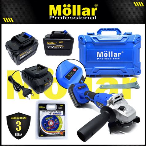 MOLLAR CAG20300 Mesin Gerinda Cas Charger 20V Cordless Angle Grinder