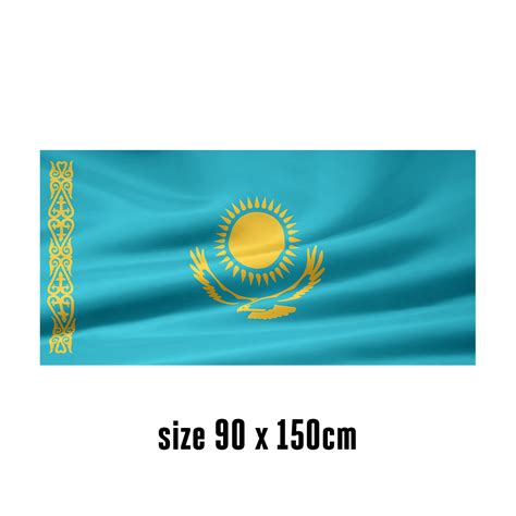 Vlag Van Kazakhstan 90 X 150 Cm 2 Zijhaken 200D Durable Polyester