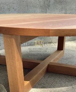 Coffee Table Bulat Minimalis Jati Interior Furni Jepara