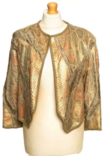 GLAMOUR PEAU DE Serpent Python Cuir Veste Bolero S M Excellent Première