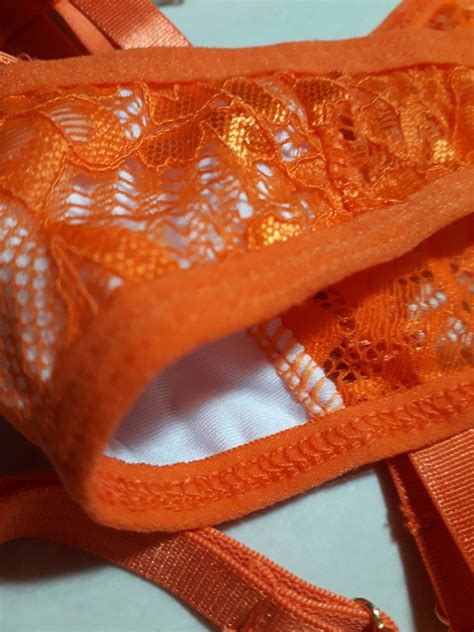 Conjunto Lingerie Fantasia Sensual Laranja Pe As Elo
