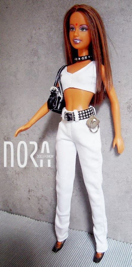 Nora Doll Fashion: Real white jeans for Barbie doll