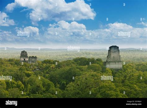 Tikal, Guatemala. View from Temple IV on limestone temples in the ...