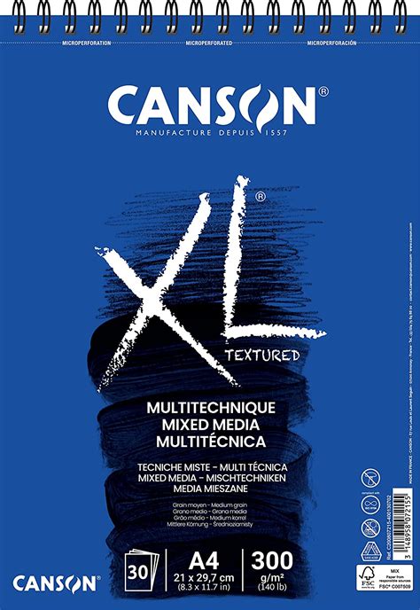 Canson Xl Mix Media Bloc Dessin Aquarelle De 30 Feuilles A4 Grain