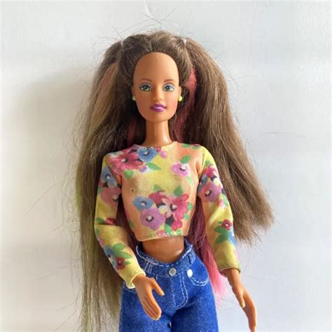 Vtg Barbie S Happenin Hair Teresa Doll Brunette Color Change Green Pink Picclick Ca