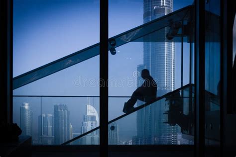 Dubai, UAE - 03/31/2020 : Glass Slide with Burj Khalifa the Tallest ...