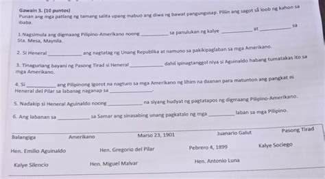 Punan Ang Mga Patlang Ang Tamang Salita Upang Mabuo Ang Diwa Ng Bawat