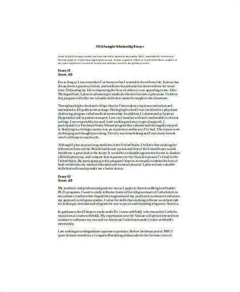 FREE 6 Sample Scholarship Application Essay Templates In MS Word PDF